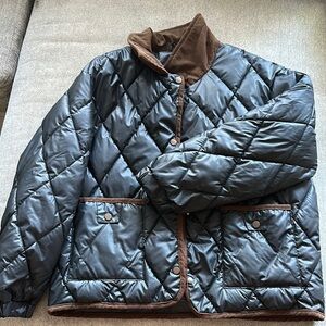 Womens Quilted Black and Brown Jacket